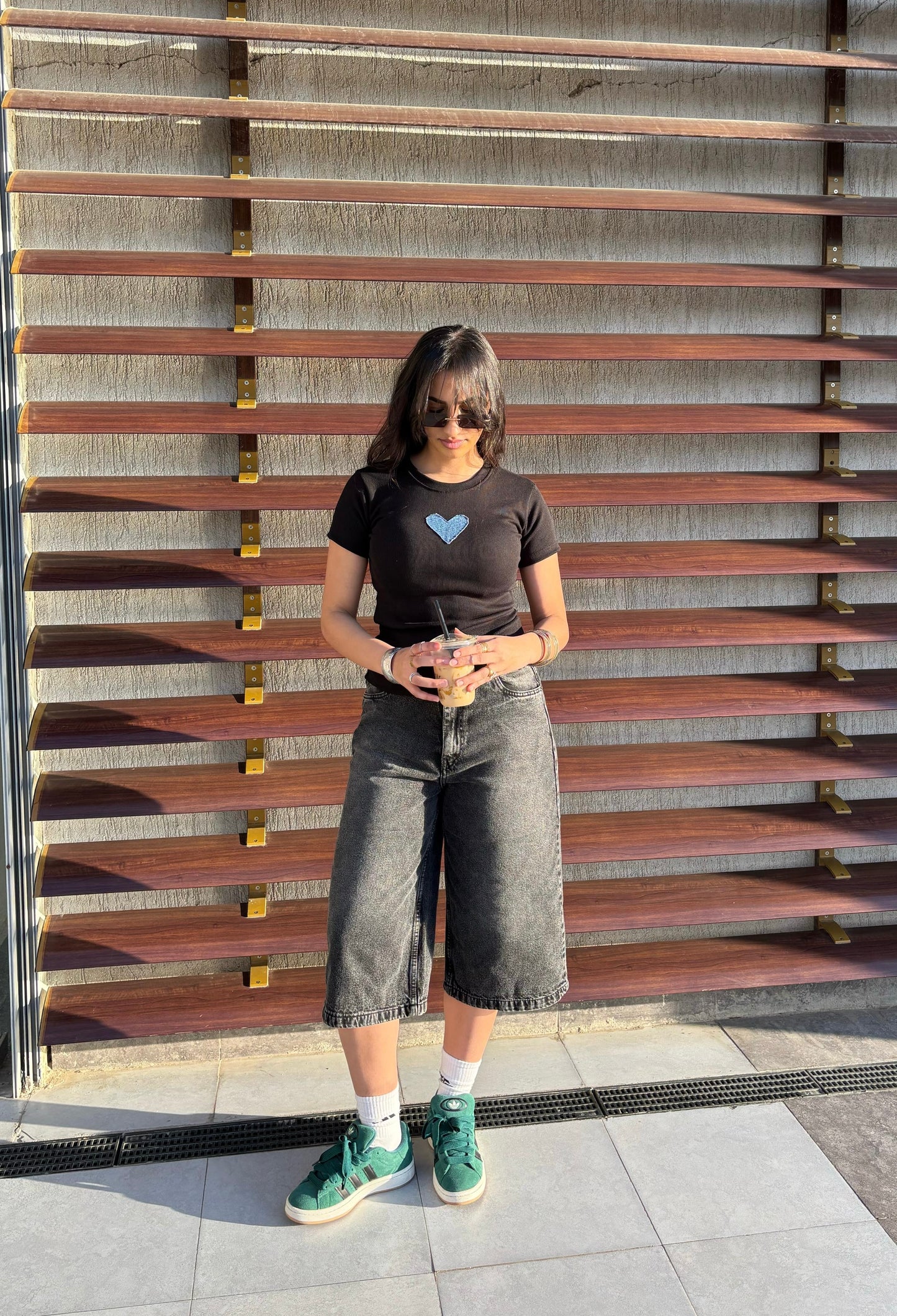 Women's Jorts in Stone-Washed Black