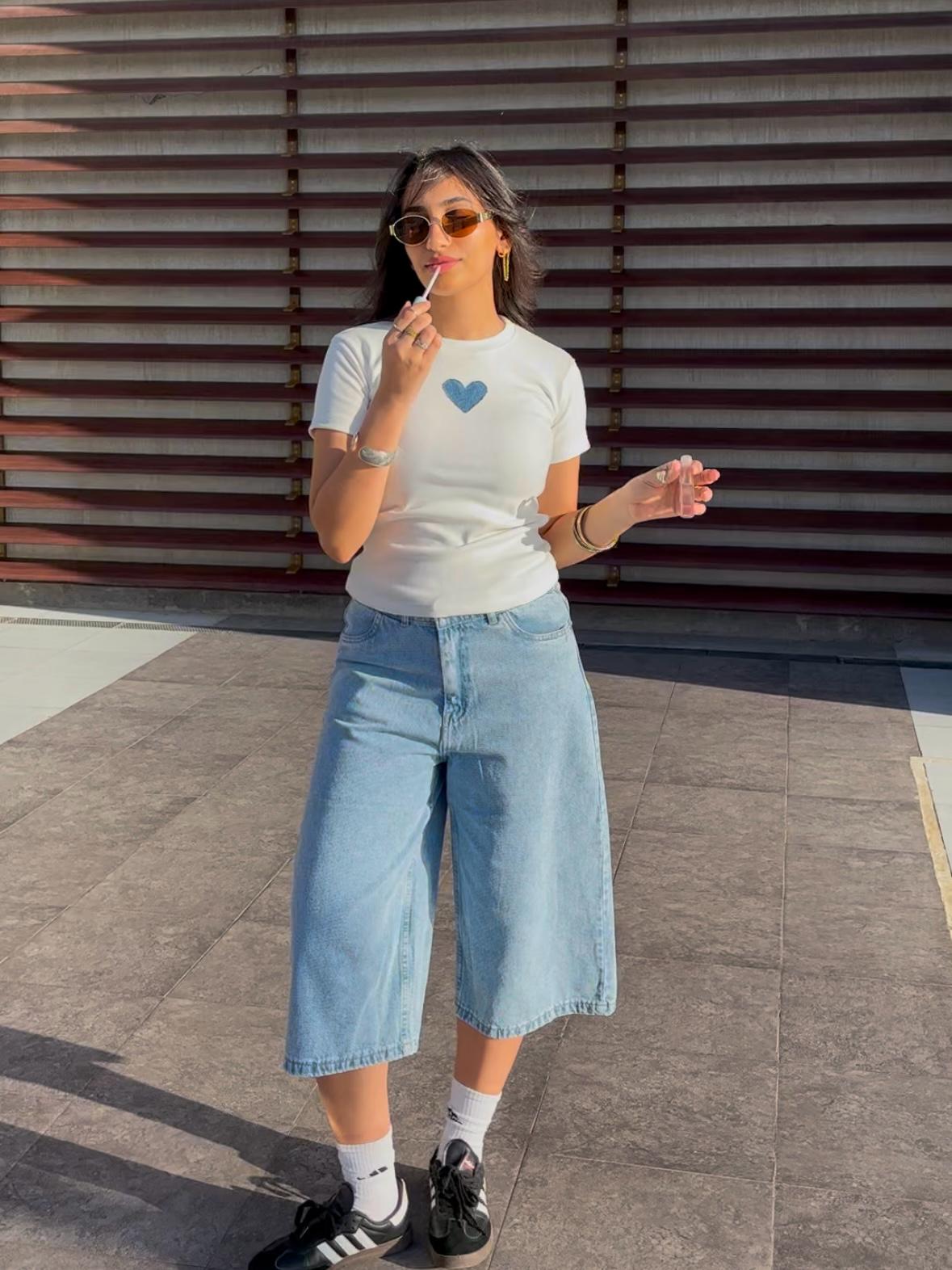 Women's Jorts in Sky Blue