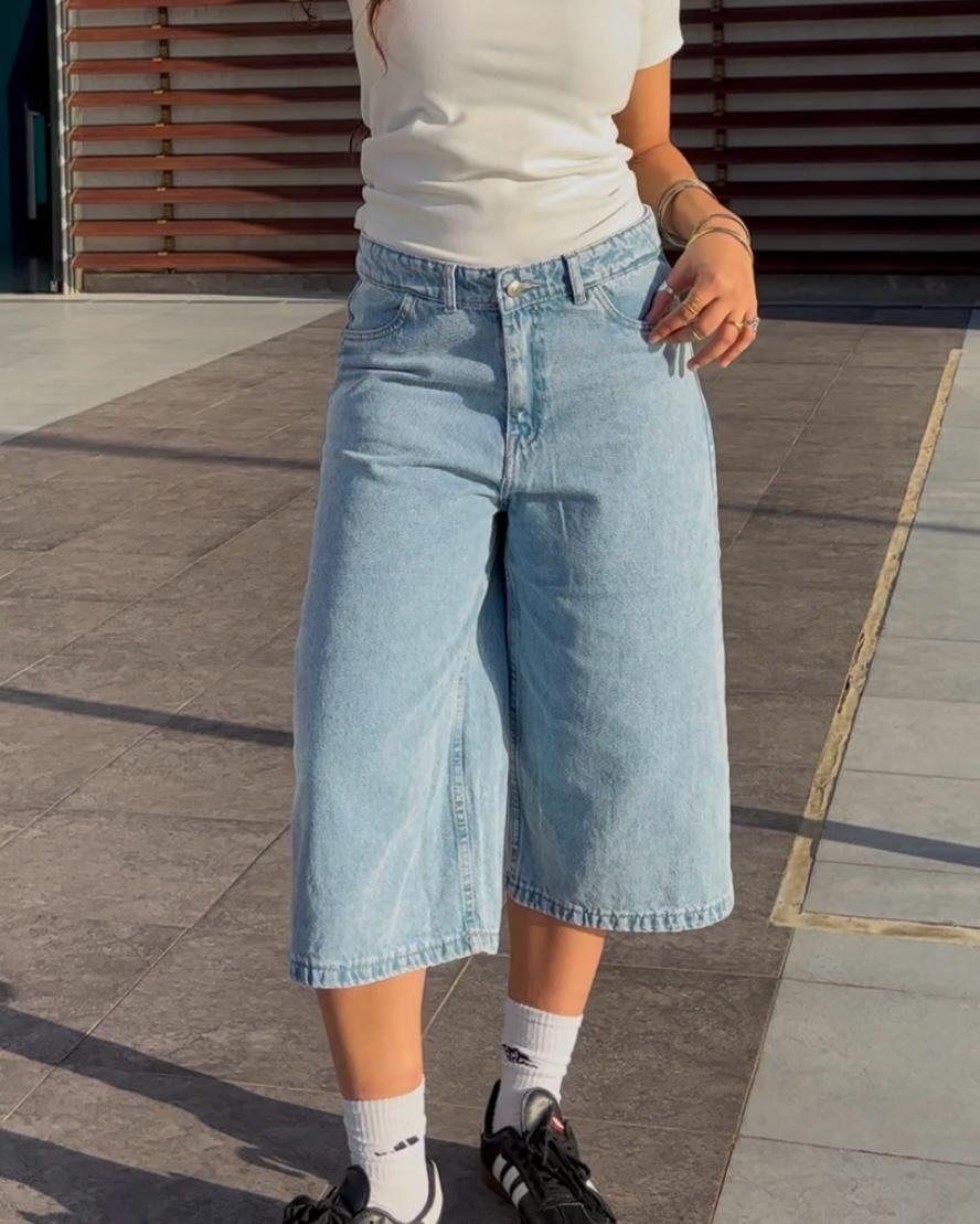 Women's Jorts in Sky Blue