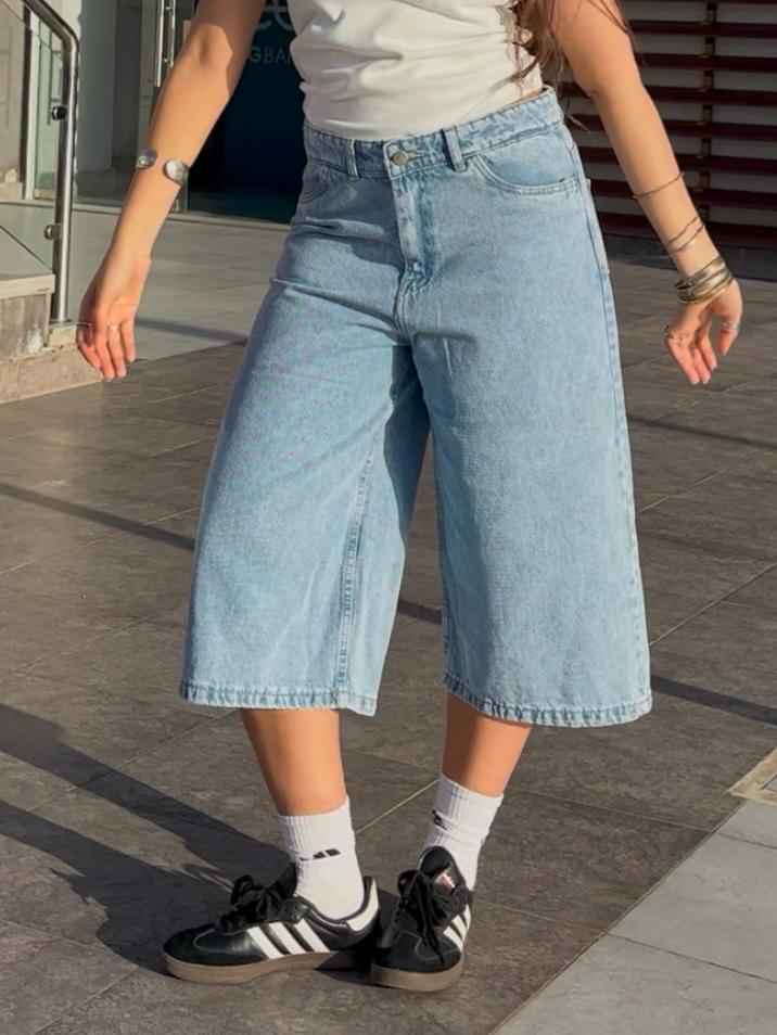 Women's Jorts in Sky Blue