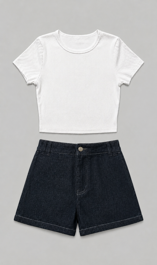 Basic Top + Denim Shorts (Bundle)